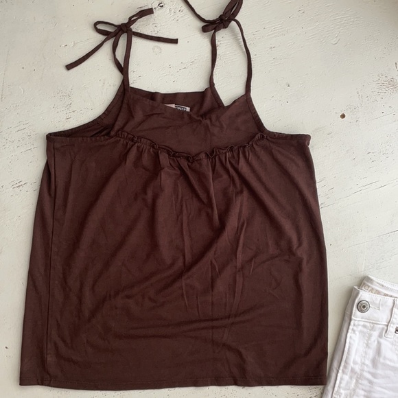 [ Necessary Objects Dark Brown Tie Strap Tank ] s - Picture 2 of 4